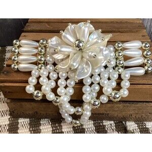 Vintage 80s Hair Clip Dangling Faux Pearl Bow  Barrette Hair Jewelry